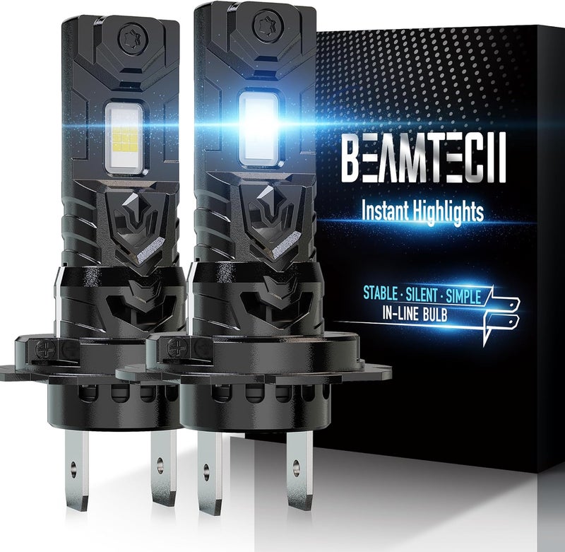 BEAMTECH H7 Light Bulb, No Adapter Need High Speed Fan 6500K Xenon White H7 Bulbs or Fog Lights Pack of 2 - Image 1
